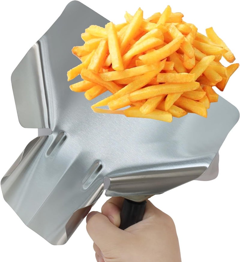 OSVJE Stainless Steel French Fry Popcorn Scoop, Multipurpose Utility Scooper for Quick Filling Bags & Boxes, Perfect for Fries, Snacks, Desserts, Stable and Easy to Clean（Right Handle） - Image 3